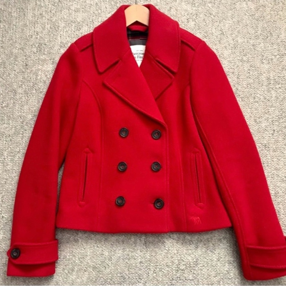 Abercrombie & Fitch Vibrant Red Peacoat
